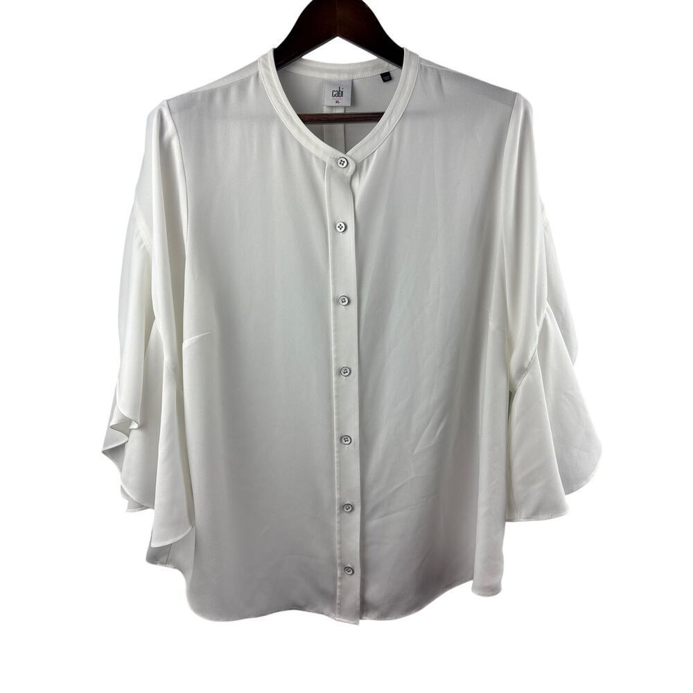 Women’s Cabi XL White Button Up 3/4 Length Sleeve Blouse.